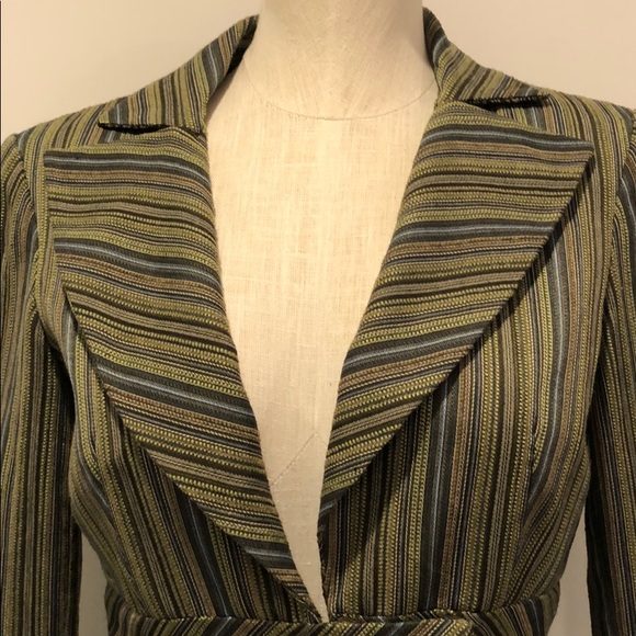 E by eci blazer green blue brown stripe texture - Picture 2 of 3